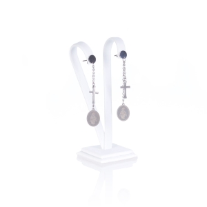 Kolczyki - krzyżyki - Matka Boża Niepokalana - wiszące - Stainless Steel