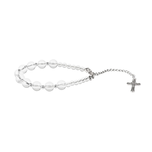 Bransoletka - dziesiątek różańca - 8 mm - kryształ górski - kamień naturalny - Pietra - JS BCKG004 - Dewocjonalia P.H. Jakóbczak - Katolicki sklep liturgiczny i hurtownia