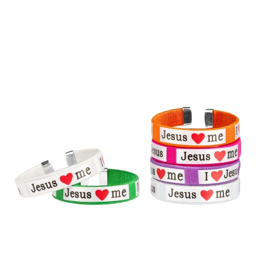 Bransoletka - I LOVE JESUS - JESUS LOVES ME - mix kolorów - JS BC185 - Dewocjonalia P.H. Jakóbczak - Katolicki sklep liturgiczny i hurtownia