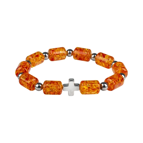 Bransoletka - dziesiątek różańca -  Ambra - JS BC315 - Dewocjonalia P.H. Jakóbczak - Katolicki sklep liturgiczny i hurtownia