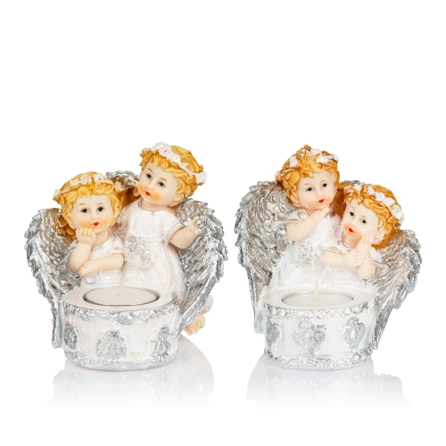 Aniołki - świecznik - 11 cm - JS XQ715B-0 - Dewocjonalia P.H. Jakóbczak - Katolicki sklep liturgiczny i hurtownia