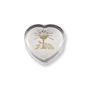 Pudełko, etui plastikowe na różaniec, serce, kielich