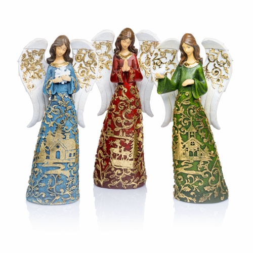 Aniołek -  gołąb - modlitwa - śnieżynka - 12 cm - Decorato - JS HK-8016-0 - Dewocjonalia P.H. Jakóbczak - Katolicki sklep liturgiczny i hurtownia