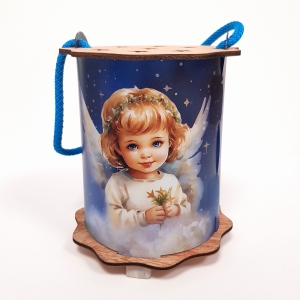 Lampion adwentowy z aniołkiem na roraty - LED