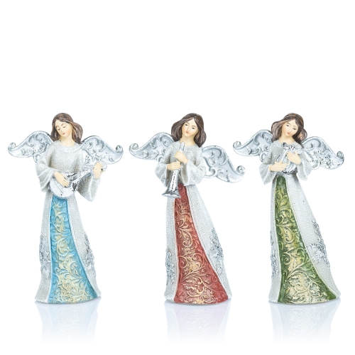 Aniołek - figurka - lira - trąbka - lutnia - 11,5 cm - Decorato - JS HK-8093-0 - Dewocjonalia P.H. Jakóbczak - Katolicki sklep liturgiczny i hurtownia