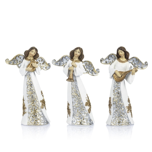 Aniołek - figurka - lira - trąbka - lutnia - 11,5 cm - Decorato - JS HK-8223-0 - Dewocjonalia P.H. Jakóbczak - Katolicki sklep liturgiczny i hurtownia