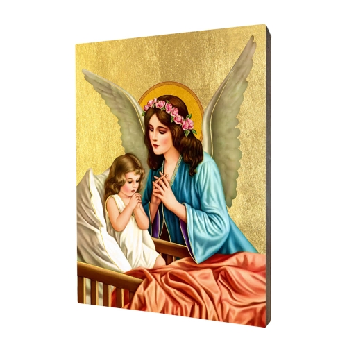 Ikona Anioł Stróż dla dziewczynki na Chrzest - UR I-114 - Dewocjonalia P.H. Jakóbczak - Katolicki sklep liturgiczny i hurtownia