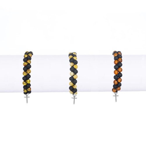 Bransoletka - dziesiątek różańca - Ambra - mix - 6 mm - JS BC309 - Dewocjonalia P.H. Jakóbczak - Katolicki sklep liturgiczny i hurtownia