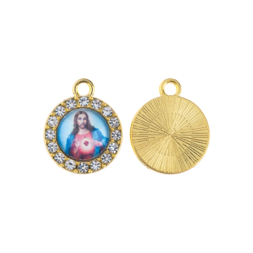 ML1498G-SJ.jpg Medalik - cyrkonie - Serce Jezusa