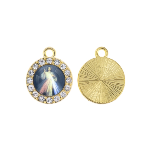 ML1498G-JUT kopia.jpg Medalik - cyrkonie - Jezus Miłosierny