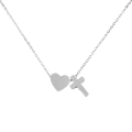 Naszyjnik - krzyżyk - serce - Stainless Steel - JS NS038-2 - Dewocjonalia P.H. Jakóbczak - Katolicki sklep liturgiczny i hurtownia