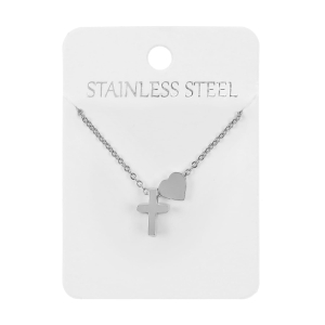 Naszyjnik - krzyżyk - serce - Stainless Steel