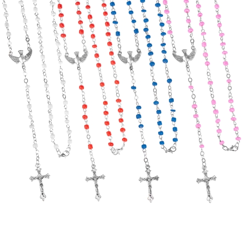 Różaniec - szkło - 4 mm - Duch Święty - pudełko krzyżyk - mix kolorów - JS R84 - Dewocjonalia P.H. Jakóbczak - Katolicki sklep liturgiczny i hurtownia