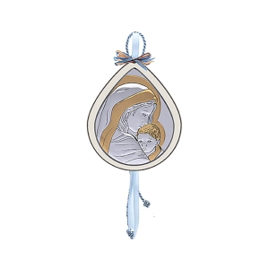 Obrazek Matka Boża z Dzieciątkiem - łezka (niebieski)