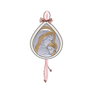 Obrazek Matka Boża z Dzieciątkiem - łezka (różowy)