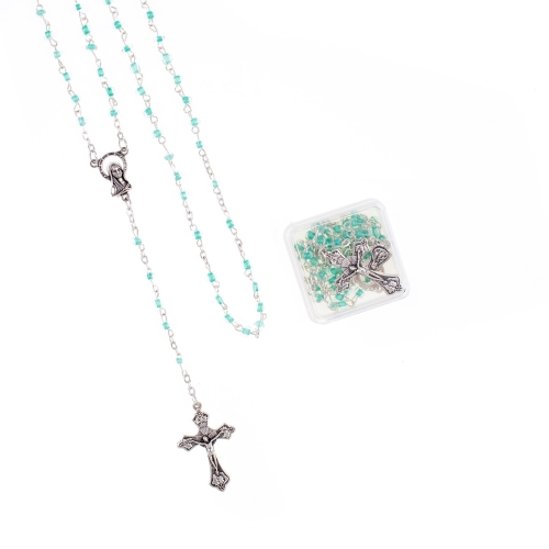 Różaniec - szkło - 4 mm - pudełko - JS R82-0 - Dewocjonalia P.H. Jakóbczak - Katolicki sklep liturgiczny i hurtownia