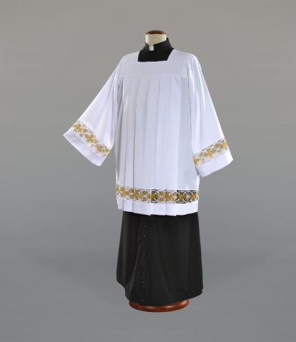 Komża kapłańska zdobiona bawełnianą wstawką - ALBP 5-146-0 - Dewocjonalia P.H. Jakóbczak - Katolicki sklep liturgiczny i hurtownia