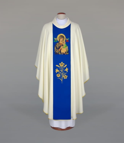 acc35494bb598d4216b2f4cf6d51802e Ornat Maryjny zdobiony haftowanym wizerunkiem Matki Bożej Nieustającej Pomocy