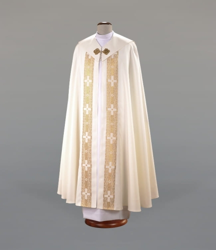 Kapa zdobiona taśmą na przodzie i kołnierzu - ALBP 2-081-11 - Dewocjonalia P.H. Jakóbczak - Katolicki sklep liturgiczny i hurtownia