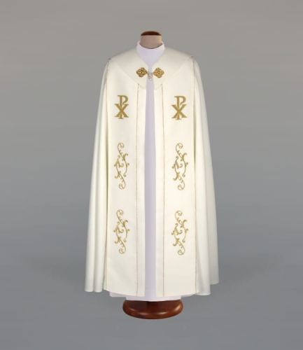 Kapa zdobiona haftami na pasach i kołnierzu - ALBP 2-084-11 - Dewocjonalia P.H. Jakóbczak - Katolicki sklep liturgiczny i hurtownia