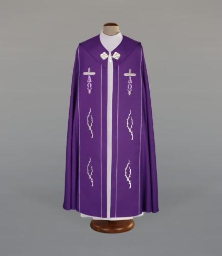 Kapa zdobiona haftami na pasach i kołnierzu - ALBP 2-086-44 - Dewocjonalia P.H. Jakóbczak - Katolicki sklep liturgiczny i hurtownia