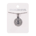 Naszyjnik - medalion - św. Benedykt - Stainless Steel - JS NS044 - Dewocjonalia P.H. Jakóbczak - Katolicki sklep liturgiczny i hurtownia