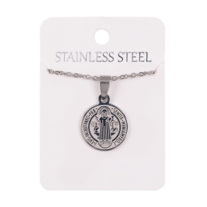 Naszyjnik - medalion - św. Benedykt - Stainless Steel