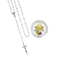 Różaniec - Pierwsza Komunia Święta - 6 mm - szkło - perłowa powłoka - pudełko - JS R06KB-0 - Dewocjonalia P.H. Jakóbczak - Katolicki sklep liturgiczny i hurtownia