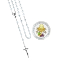 Różaniec - Pierwsza Komunia Święta - 6 mm - szkło - perłowa powłoka - pudełko - JS R06KB-0 - Dewocjonalia P.H. Jakóbczak - Katolicki sklep liturgiczny i hurtownia