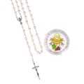 Różaniec - Pierwsza Komunia Święta - 6 mm - szkło - perłowa powłoka - pudełko - JS R06KB-0 - Dewocjonalia P.H. Jakóbczak - Katolicki sklep liturgiczny i hurtownia