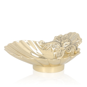 Naczynie na wodę święconą - muszla św. Jakuba - mosiądz 