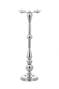 Lichtarz mosiężny L28 (92 cm) - podwójny, chromowany