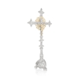 Krzyż ołtarzowy - mosiądz - nikiel - 80 cm - JS F77N - Dewocjonalia P.H. Jakóbczak - Katolicki sklep liturgiczny i hurtownia