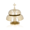 Gong podwójny - mosiądz - drewniany młotek - 29 cm - JS 786927 - Dewocjonalia P.H. Jakóbczak - Katolicki sklep liturgiczny i hurtownia
