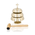 Gong potrójny - mosiądz - drewniany młotek - 35 cm - JS 786916 - Dewocjonalia P.H. Jakóbczak - Katolicki sklep liturgiczny i hurtownia