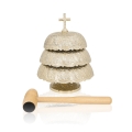 Gong potrójny - mosiądz - drewniany młotek - 33 cm - JS P113 - Dewocjonalia P.H. Jakóbczak - Katolicki sklep liturgiczny i hurtownia