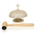 Gong pojedynczy - mosiądz - drewniany młotek - 22 cm - JS P115 - Dewocjonalia P.H. Jakóbczak - Katolicki sklep liturgiczny i hurtownia