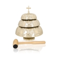 Gong potrójny - mosiądz - drewniany młotek - 38 cm - JS 786937 - Dewocjonalia P.H. Jakóbczak - Katolicki sklep liturgiczny i hurtownia