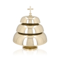 Gong potrójny - mosiądz - drewniany młotek - 38 cm - JS 786912 - Dewocjonalia P.H. Jakóbczak - Katolicki sklep liturgiczny i hurtownia