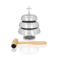 Gong potrójny - mosiądz - nikiel - drewniany młotek - 35 cm - JS 786929N - Dewocjonalia P.H. Jakóbczak - Katolicki sklep liturgiczny i hurtownia