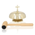 Gong pojedynczy - mosiądz - drewniany młotek - 20 cm - JS P191 - Dewocjonalia P.H. Jakóbczak - Katolicki sklep liturgiczny i hurtownia