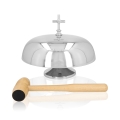 Gong pojedynczy - mosiądz - nikiel - drewniany młotek - 26 cm - JS 786915N - Dewocjonalia P.H. Jakóbczak - Katolicki sklep liturgiczny i hurtownia