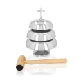 Gong potrójny - mosiądz - nikiel - drewniany młotek - 35 cm - JS 786916N - Dewocjonalia P.H. Jakóbczak - Katolicki sklep liturgiczny i hurtownia