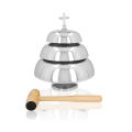 Gong potrójny - mosiądz - nikiel - drewniany młotek - 38 cm - JS 786912N - Dewocjonalia P.H. Jakóbczak - Katolicki sklep liturgiczny i hurtownia