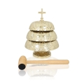 Gong potrójny - mosiądz - drewniany młotek - 35 cm - JS 786938 - Dewocjonalia P.H. Jakóbczak - Katolicki sklep liturgiczny i hurtownia