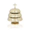 Gong potrójny - mosiądz - drewniany młotek - 35 cm - JS 786938 - Dewocjonalia P.H. Jakóbczak - Katolicki sklep liturgiczny i hurtownia