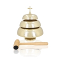 Gong potrójny - mosiądz - drewniany młotek - 37 cm - JS 786930 - Dewocjonalia P.H. Jakóbczak - Katolicki sklep liturgiczny i hurtownia