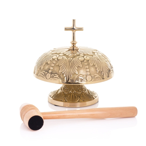 Bez nazwy.jpeg Gong pojedynczy - mosiądz - drewniany młotek - 23 cm