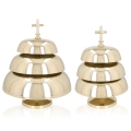 Gong potrójny - mosiądz - drewniany młotek - 38 cm - JS 786912 - Dewocjonalia P.H. Jakóbczak - Katolicki sklep liturgiczny i hurtownia