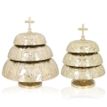 Gong potrójny - mosiądz - drewniany młotek - 35 cm - JS 786938 - Dewocjonalia P.H. Jakóbczak - Katolicki sklep liturgiczny i hurtownia